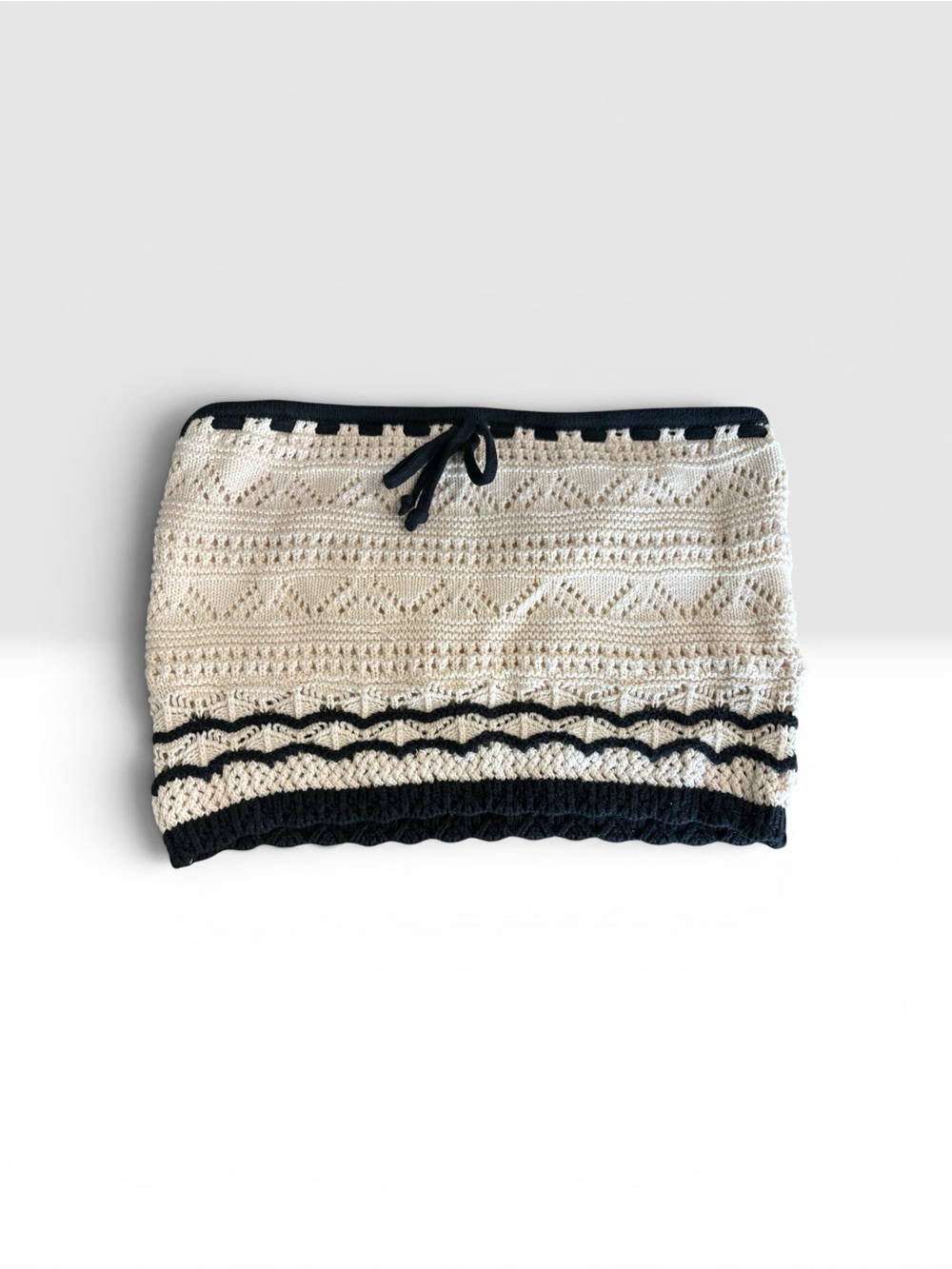 Hollister Crochet Tube Top - Cream & Black